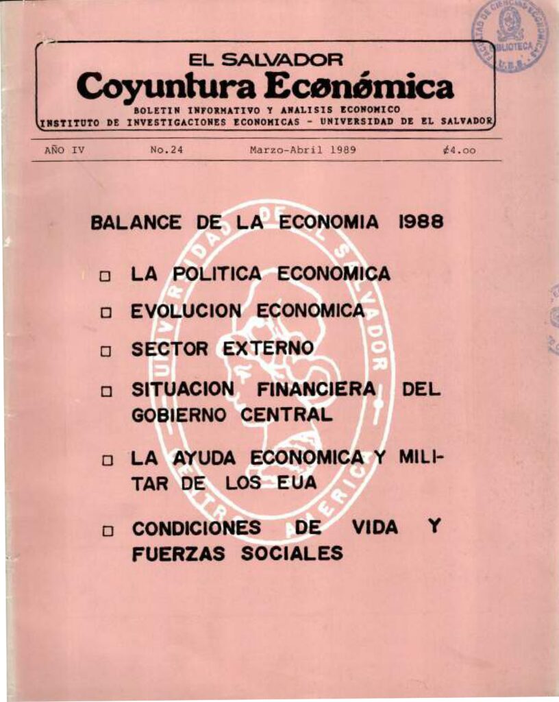 Coyuntura Económica – Año IV, No. 24 Mar-Abr, 1989