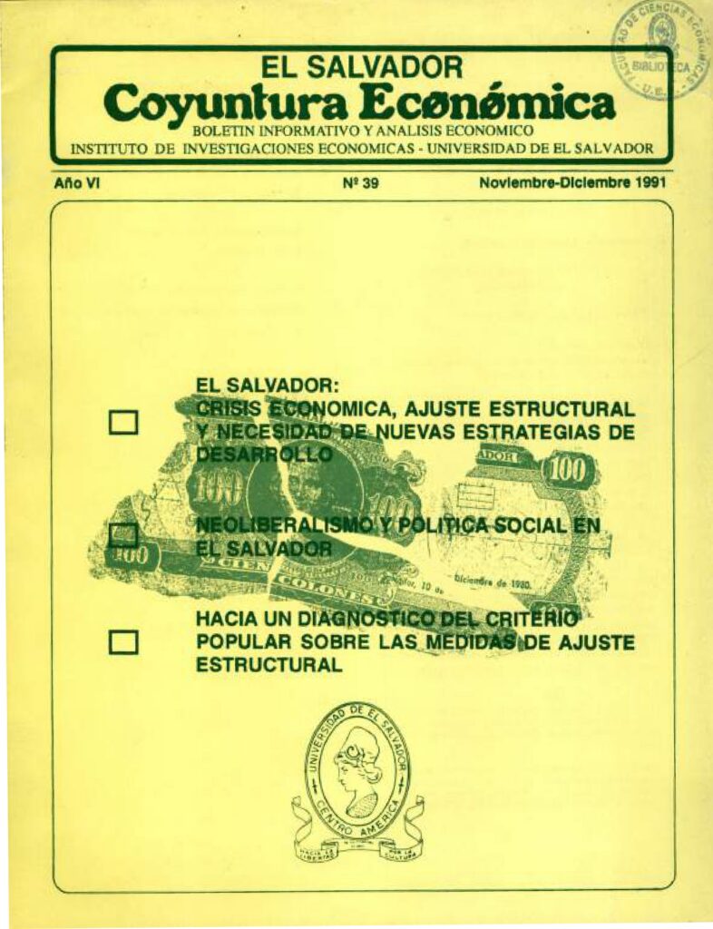 Coyuntura Económica – Año VI, N. 39 Nov-Dic, 1991